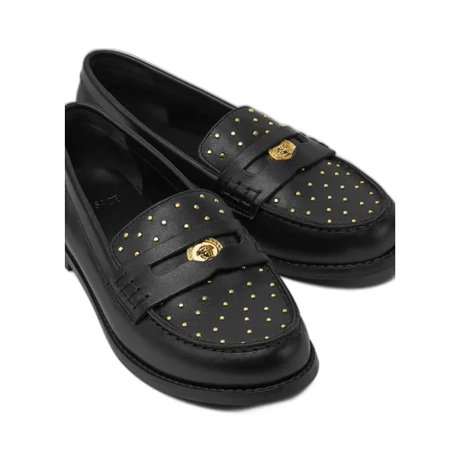 Medusa Studded Leather Loafers