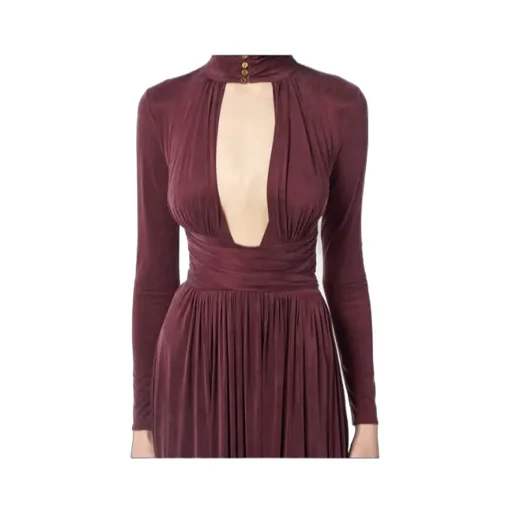 Key-Hole Mock-Neck Maxi Dress