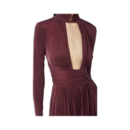 Key-Hole Mock-Neck Maxi Dress