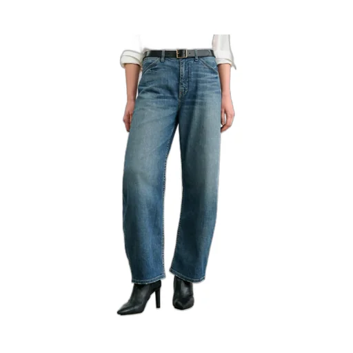 Belt-Lined Denim Trousers