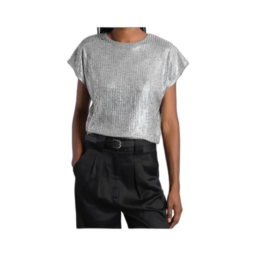 Metallic Ribbed Top