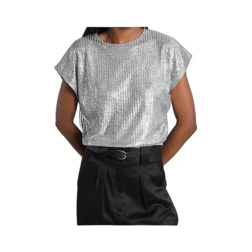 Metallic Ribbed Top