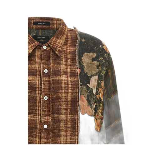 R13 Drop Shoulder Oversized Patchwork Shirt