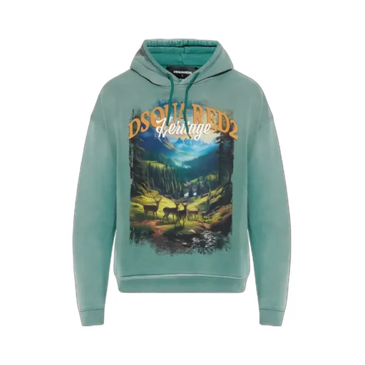 Dsquared2 Graphic Printed Drawstring Hoodie