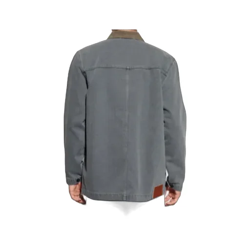 Corduroy-Collar Denim Shirt Jacket