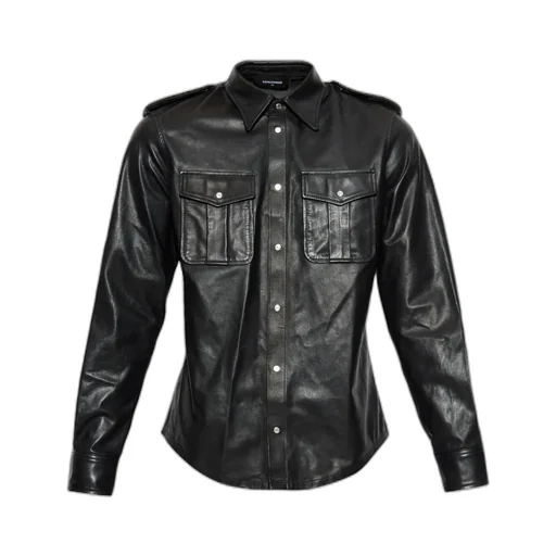 Dsquared2 Chest Pocket Leather Shirt