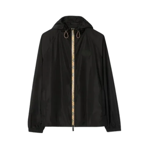 Burberry Logo Patch Hooded Zipped Bomber Jacket