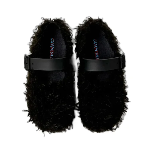 Wabi Buckle-Fastening Furry Flat Pumps