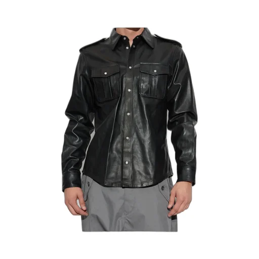 Dsquared2 Chest Pocket Leather Shirt