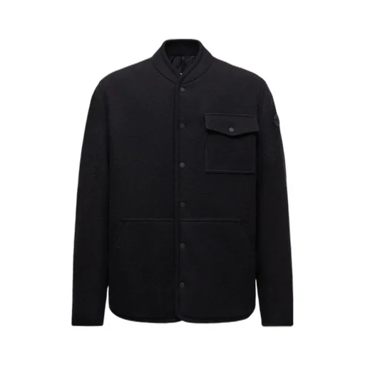 Moncler Logo Patch Button-Up Shirt Jacket