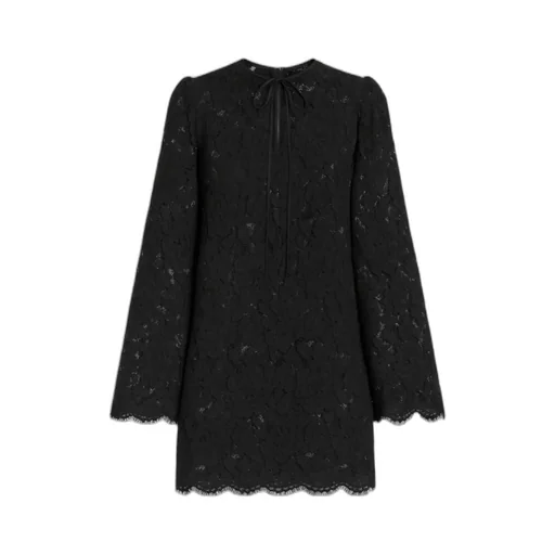 Lace-Pattern Bell-Sleeve Dress