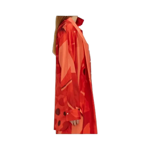 Fish Print Silk Shirt With Sash