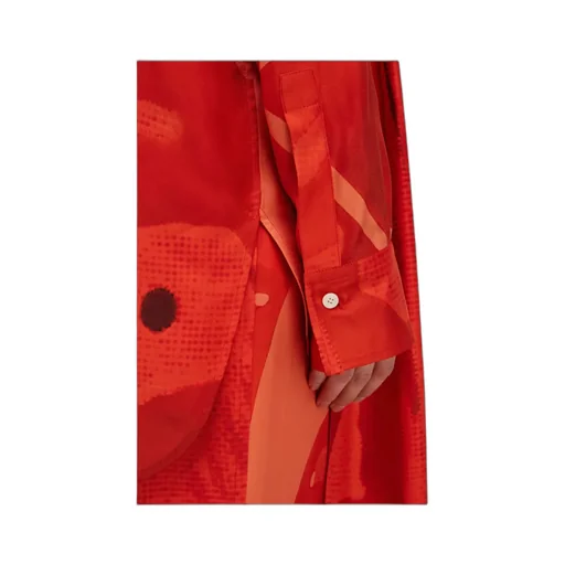 Fish Print Silk Shirt With Sash