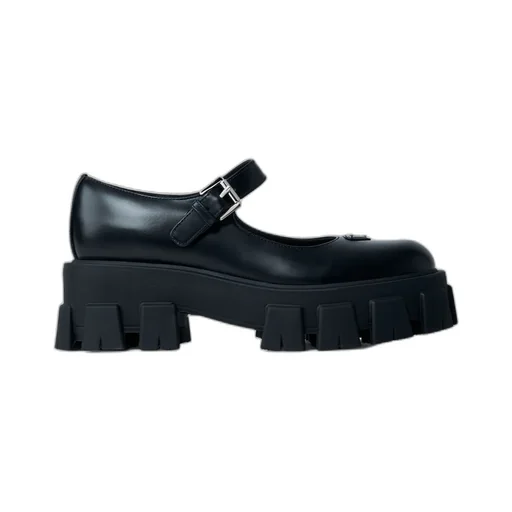 Leather Logo Plaque Platform Flats