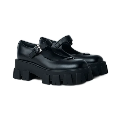 Leather Logo Plaque Platform Flats