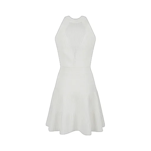 Sleeveless Flared Openwork Knit Dress