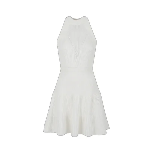 Sleeveless Flared Openwork Knit Dress