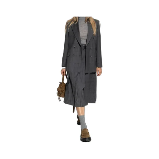 Double-Breasted Checked Blazer