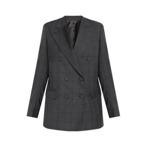 Double-Breasted Checked Blazer