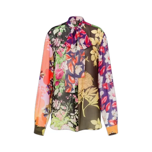 Floral-Print Silk Blouse