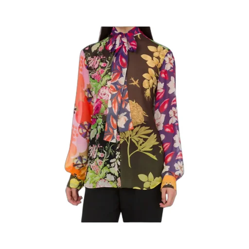 Floral-Print Silk Blouse