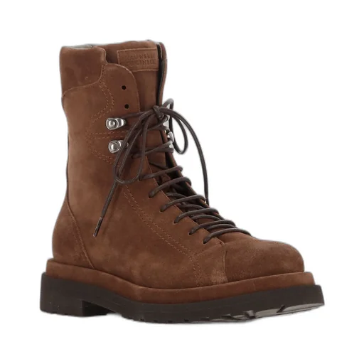 Brunello Cucinelli Round Toe Lace-Up Boots