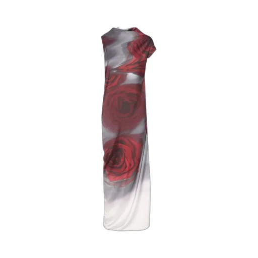 Jean Paul Gaultier Rose Printed Draped Dress