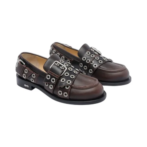 Mach & Mach Eyelet Round Toe Loafers