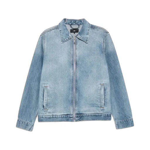 Zip-Up Long-Sleeved Denim Jacket