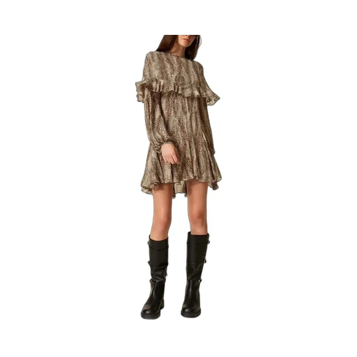 Ruffle-Detail Animal-Print Dress