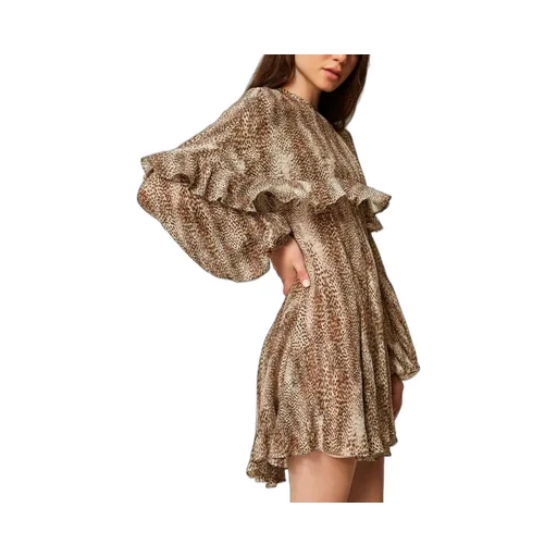 Ruffle-Detail Animal-Print Dress