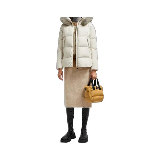 Laichefur Hooded Shearling-Trimmed Short Down Jacket