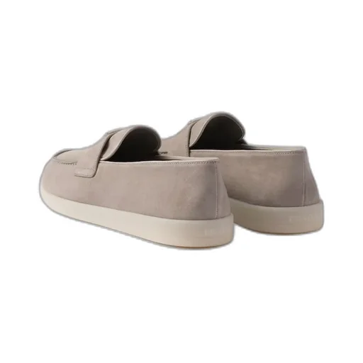 Prada Logo Plaque Almond Toe Loafers