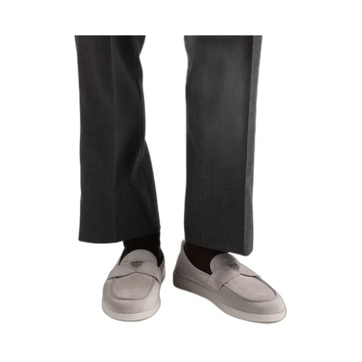 Prada Logo Plaque Almond Toe Loafers