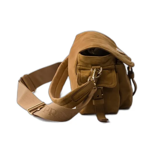 Prada Explore Medium Suede Shoulder Bag