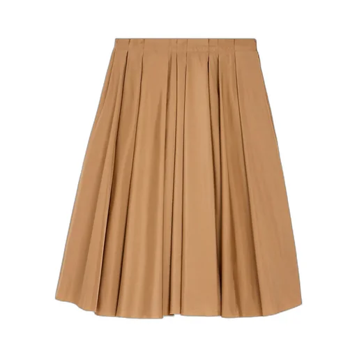 Brown Taffetas Midi Corolla Skirt