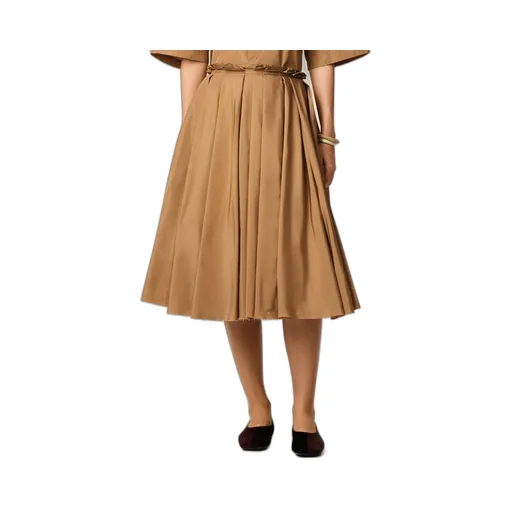 Brown Taffetas Midi Corolla Skirt