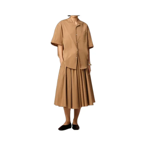 Brown Taffetas Midi Corolla Skirt