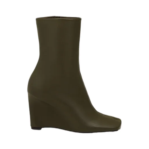 Square Toe Wedge Ankle Boots
