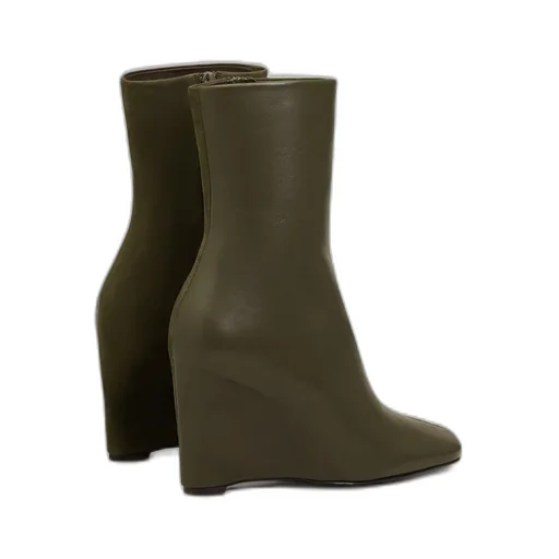 Square Toe Wedge Ankle Boots