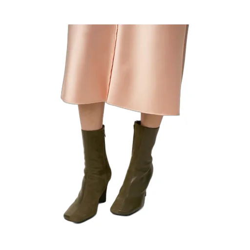 Square Toe Wedge Ankle Boots
