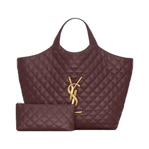 Saint Laurent Icare Logo Plaque Quilted Tote Bag