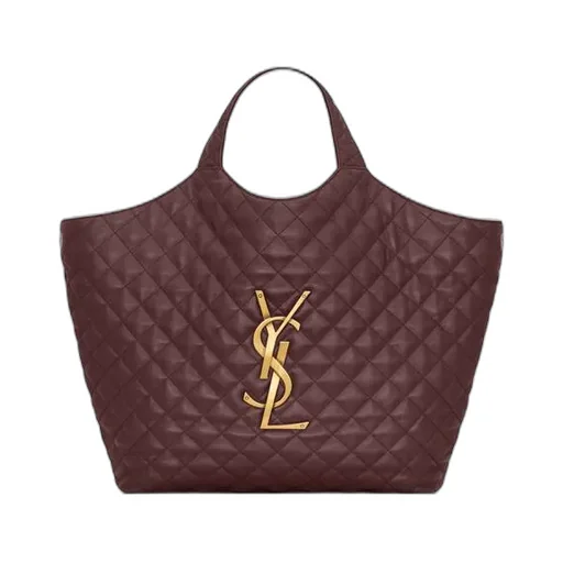 Saint Laurent Icare Logo Plaque Quilted Tote Bag