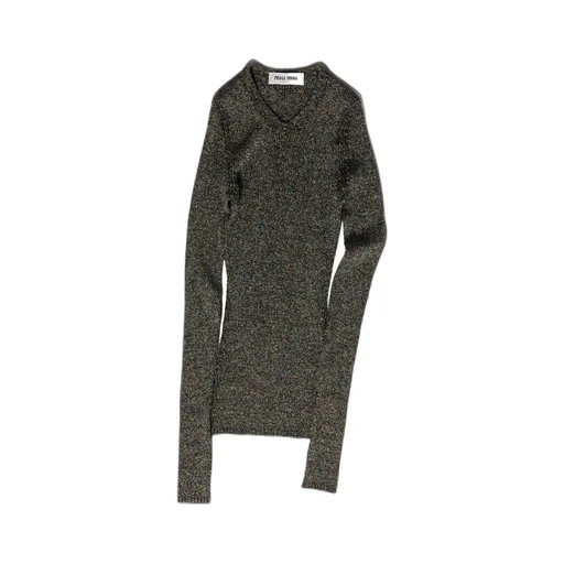 Miu Miu Lurex-Detailed V-Neck Jumper