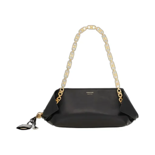 Ferragamo Logo Printed Chain-Linked Shoulder Bag