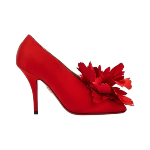 Flower Embellished High Heel Pump