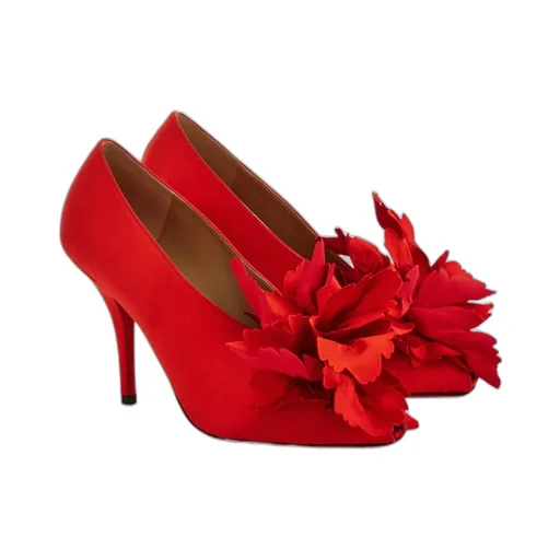 Flower Embellished High Heel Pump