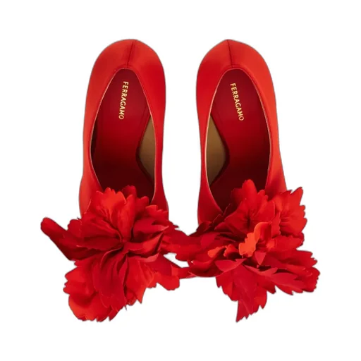 Flower Embellished High Heel Pump