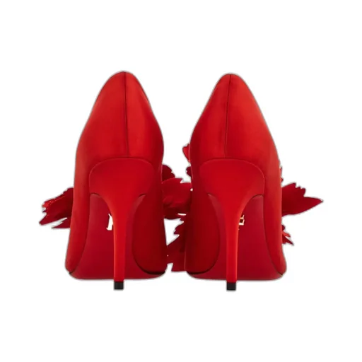 Flower Embellished High Heel Pump