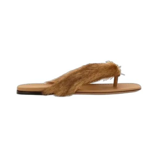 Thong Sandal With Fur Detail
